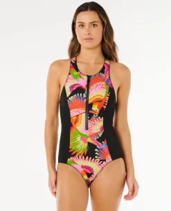 Farm Rio Mirage Zip Up Front One Piece