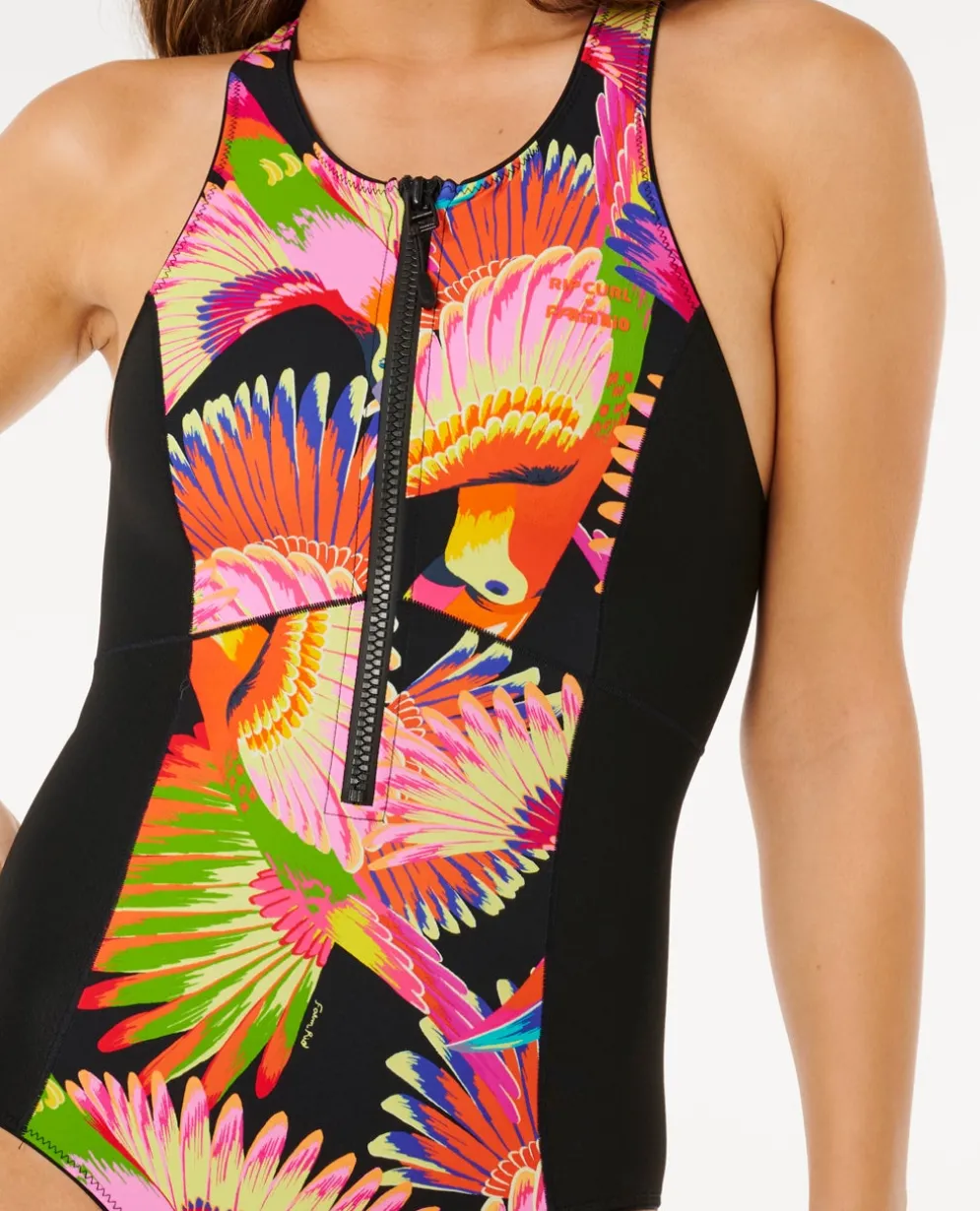 Farm Rio Mirage Zip Up Front One Piece
