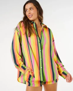 Farm Rio Neon Stripe Relaxed Shirt