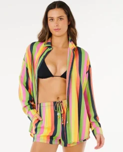 Farm Rio Neon Stripe Relaxed Shirt
