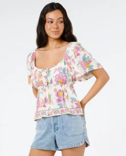 Half Moon Bay Short Sleeve Button Top