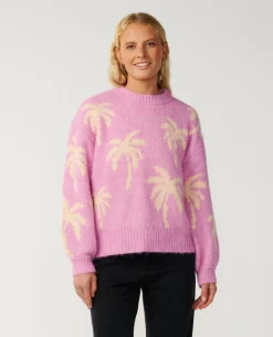 Retro Swell Palm Jacquard Crew